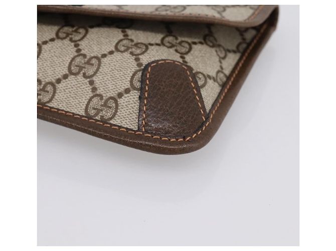 Pochette GUCCI GG Supreme Web Sherry Line PVC Beige Auth 201201A - vista 8