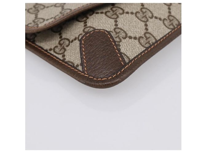Pochette GUCCI GG Supreme Web Sherry Line PVC Beige Auth 201201A - vista 9
