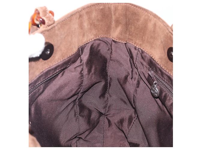 Borsa Tote con catena CHANEL in camoscio marrone CC Auth 200525 - vista 17
