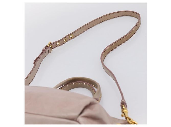 Borsa a mano Miu Miu Vitellolux in pelle 2way Rosa Tono Oro Auth 202628V - vista 14