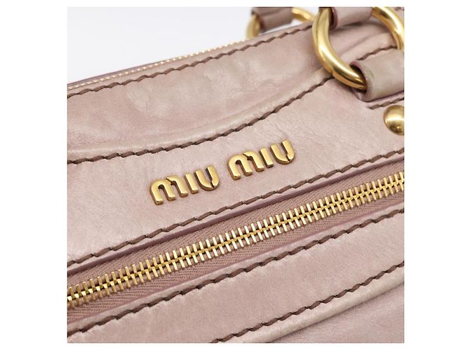 Borsa a mano Miu Miu Vitellolux in pelle 2way Rosa Tono Oro Auth 202628V - vista 19