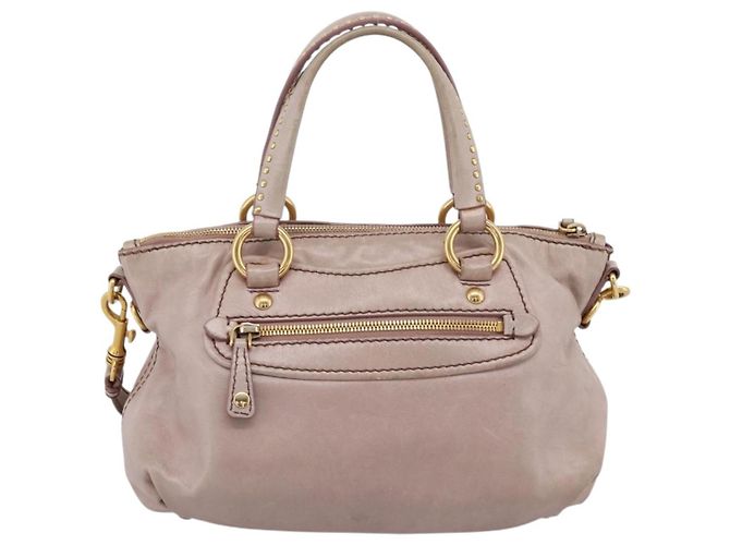Borsa a mano Miu Miu Vitellolux in pelle 2way Rosa Tono Oro Auth 202628V - vista 2