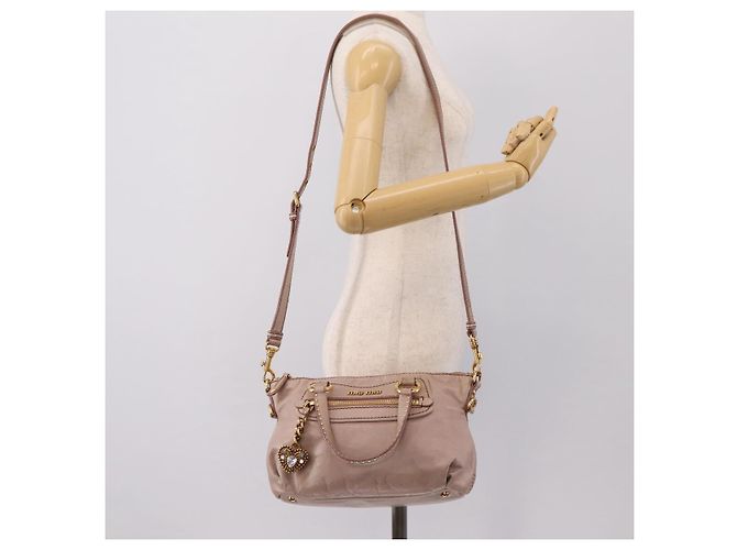 Borsa a mano Miu Miu Vitellolux in pelle 2way Rosa Tono Oro Auth 202628V - vista 28