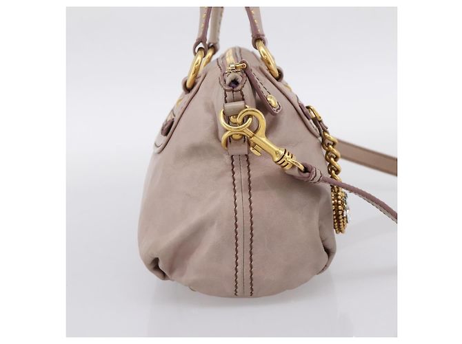 Borsa a mano Miu Miu Vitellolux in pelle 2way Rosa Tono Oro Auth 202628V - vista 3