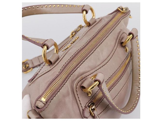 Borsa a mano Miu Miu Vitellolux in pelle 2way Rosa Tono Oro Auth 202628V - vista 6