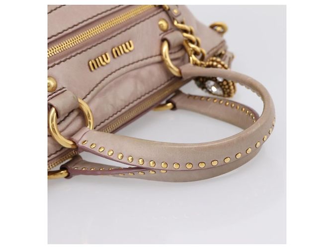 Borsa a mano Miu Miu Vitellolux in pelle 2way Rosa Tono Oro Auth 202628V - vista 7