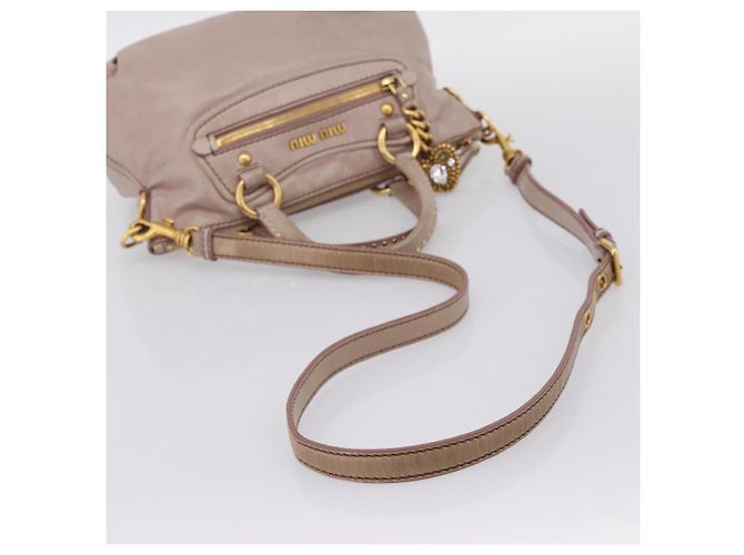Borsa a mano Miu Miu Vitellolux in pelle 2way Rosa Tono Oro Auth 202628V - vista 9