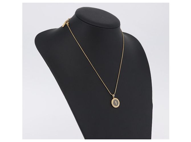 Autre Marque Collana SAINT LAURENT Metal Gold Tone Auth SW2843 - vista 16