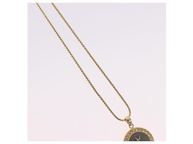 Autre Marque Collana SAINT LAURENT Metal Gold Tone Auth SW2843 - vista 4