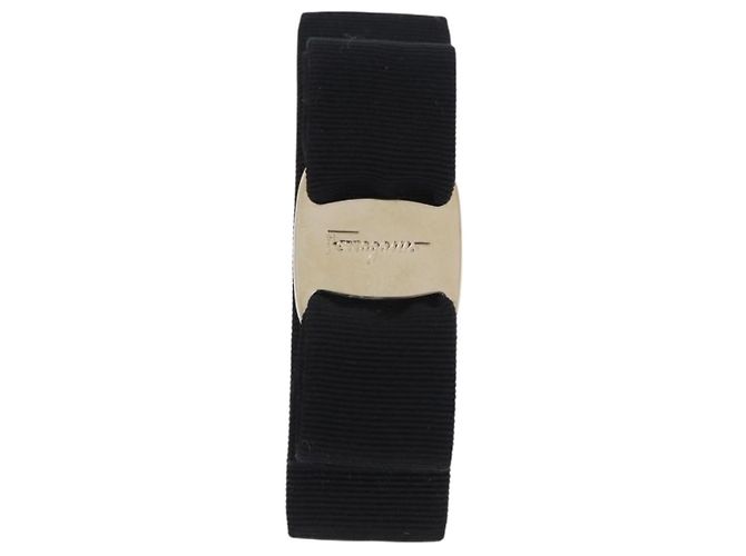 Fermi capelli Salvatore Ferragamo Vala Valletta Canvas Black Gold Auth SW2863V Nero D'oro - vista 2