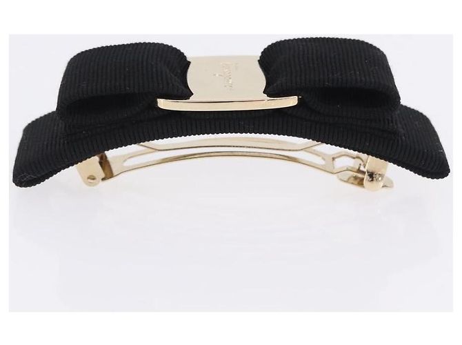 Fermi capelli Salvatore Ferragamo Vala Valletta Canvas Black Gold Auth SW2863V Nero D'oro - vista 4