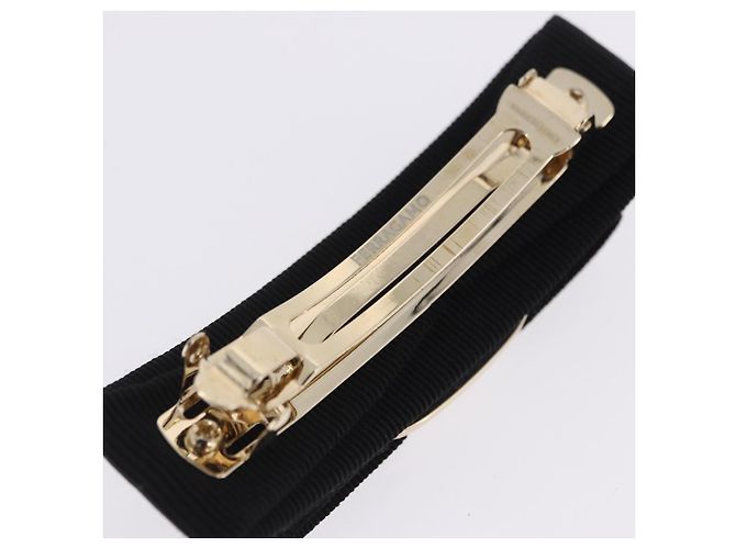Fermi capelli Salvatore Ferragamo Vala Valletta Canvas Black Gold Auth SW2863V Nero D'oro - vista 6