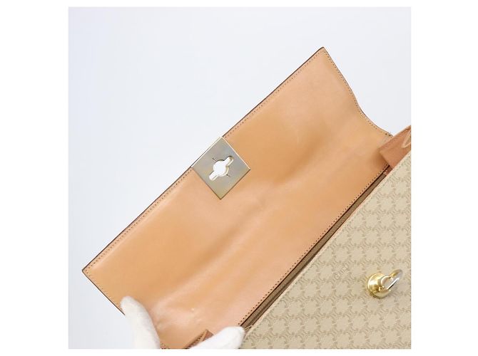 Céline Borsa a mano CELINE Macadam Canvas PVC Beige Gold Auth mr2906 D'oro - vista 18
