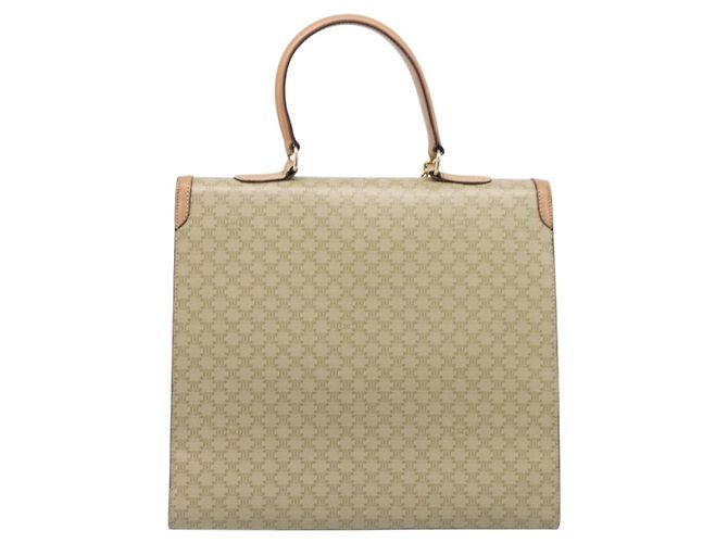 Céline Borsa a mano CELINE Macadam Canvas PVC Beige Gold Auth mr2906 D'oro - vista 3