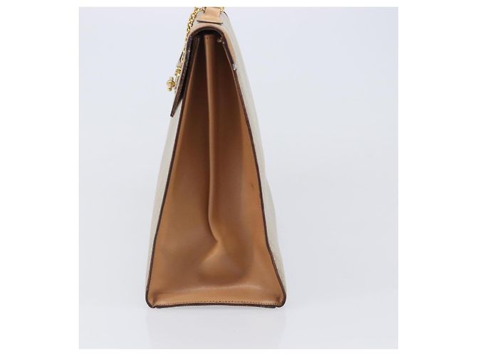 Céline Borsa a mano CELINE Macadam Canvas PVC Beige Gold Auth mr2906 D'oro - vista 4