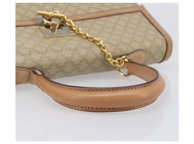 Céline Borsa a mano CELINE Macadam Canvas PVC Beige Gold Auth mr2906 D'oro - vista 7