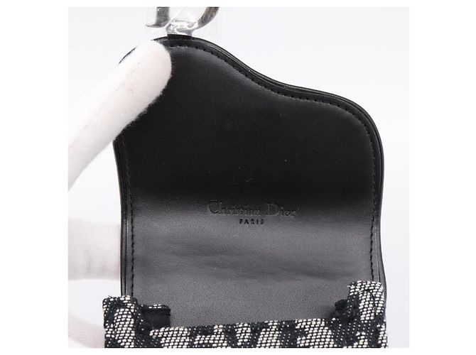 Pouch Saddle Christian Dior Trotter Canvas Grigio Argento Auth 202727V Marrone - vista 13