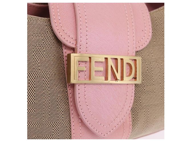 Borsa a tracolla FENDI Zucca Canvas Pink Gold Auth 202168V Rosa D'oro - vista 14