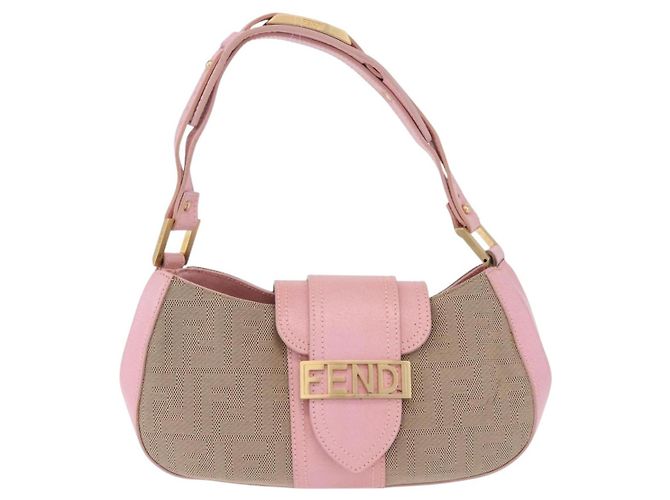 Borsa a tracolla FENDI Zucca Canvas Pink Gold Auth 202168V Rosa D'oro - vista 2