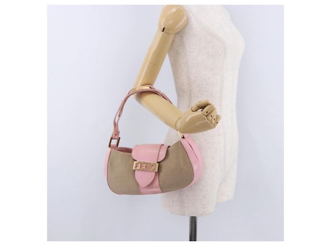 Borsa a tracolla FENDI Zucca Canvas Pink Gold Auth 202168V Rosa D'oro - vista 27