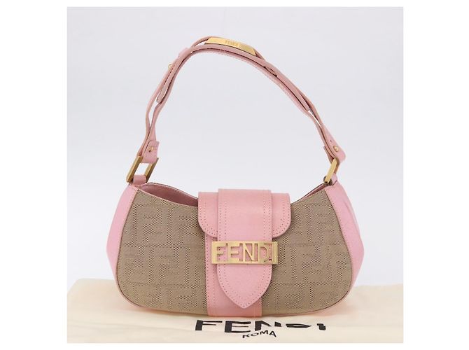 Borsa a tracolla FENDI Zucca Canvas Pink Gold Auth 202168V Rosa D'oro - vista 28