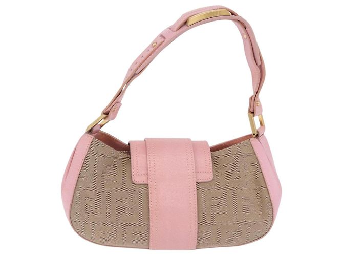 Borsa a tracolla FENDI Zucca Canvas Pink Gold Auth 202168V Rosa D'oro - vista 3