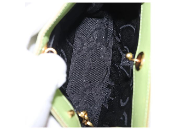 Borsa Salvatore Ferragamo Vala Canvas Green Gold Auth 202914A D'oro Verde - vista 17