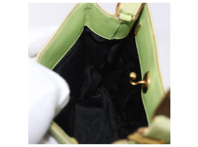 Borsa Salvatore Ferragamo Vala Canvas Green Gold Auth 202914A D'oro Verde - vista 18