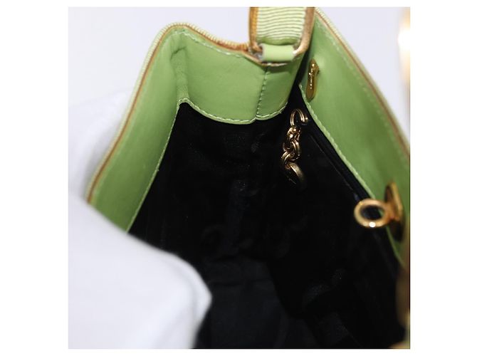 Borsa Salvatore Ferragamo Vala Canvas Green Gold Auth 202914A D'oro Verde - vista 19