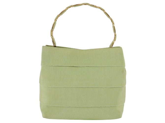 Borsa Salvatore Ferragamo Vala Canvas Green Gold Auth 202914A D'oro Verde - vista 2
