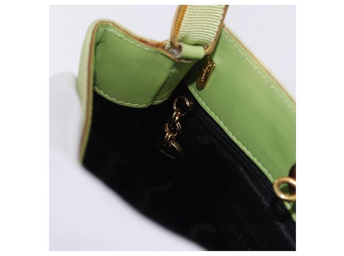 Borsa Salvatore Ferragamo Vala Canvas Green Gold Auth 202914A D'oro Verde - vista 20