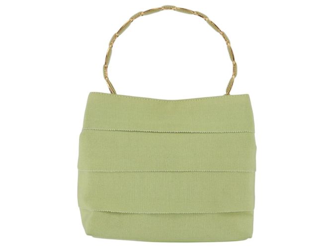 Borsa Salvatore Ferragamo Vala Canvas Green Gold Auth 202914A D'oro Verde - vista 3
