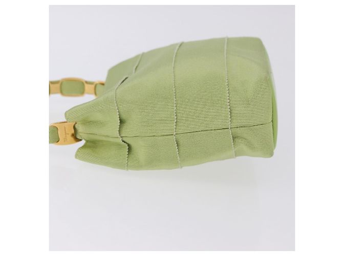 Borsa Salvatore Ferragamo Vala Canvas Green Gold Auth 202914A D'oro Verde - vista 5