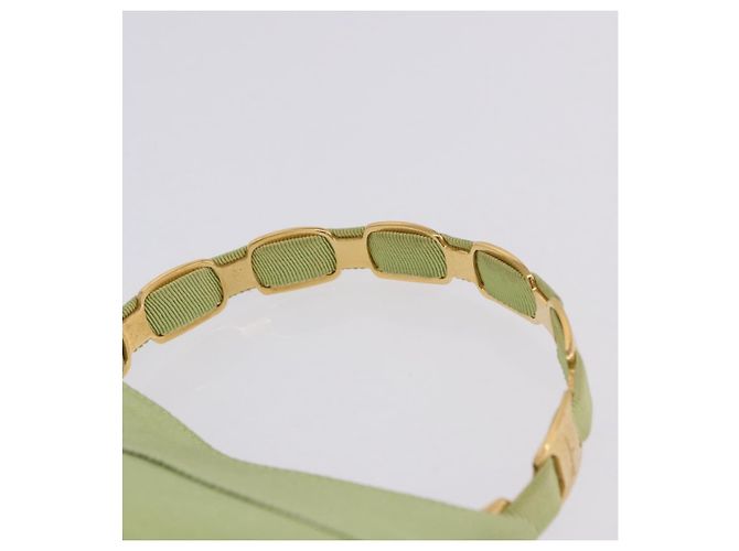 Borsa Salvatore Ferragamo Vala Canvas Green Gold Auth 202914A D'oro Verde - vista 8