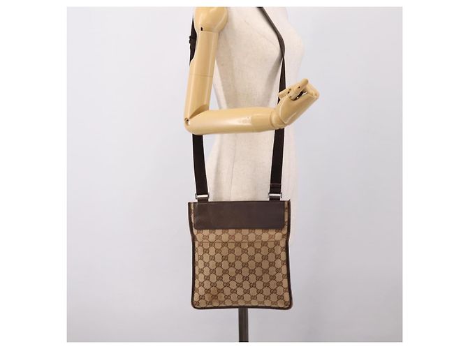 Borsa a tracolla GUCCI GG Canvas Beige Silver 27639 Auth 201150 Argento - vista 23