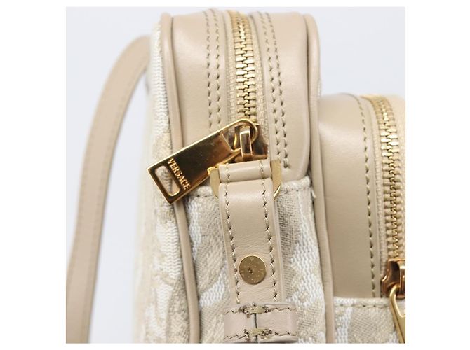 Borsa a tracolla VERSACE Canvas Beige Gold Auth 200702V D'oro - vista 19