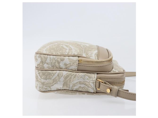 Borsa a tracolla VERSACE Canvas Beige Gold Auth 200702V D'oro - vista 3