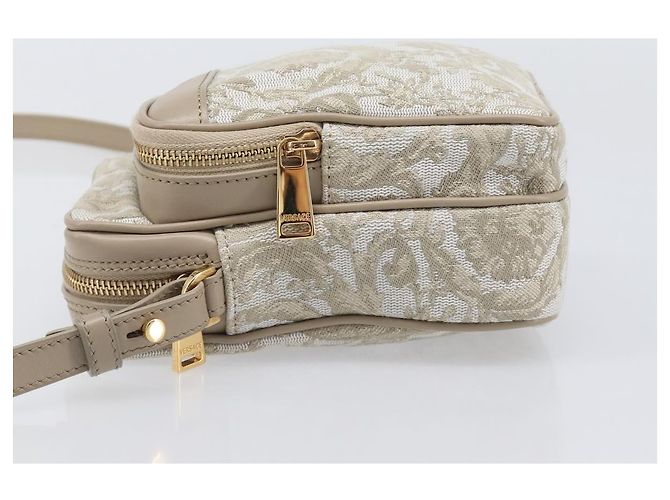 Borsa a tracolla VERSACE Canvas Beige Gold Auth 200702V D'oro - vista 4