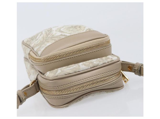 Borsa a tracolla VERSACE Canvas Beige Gold Auth 200702V D'oro - vista 6