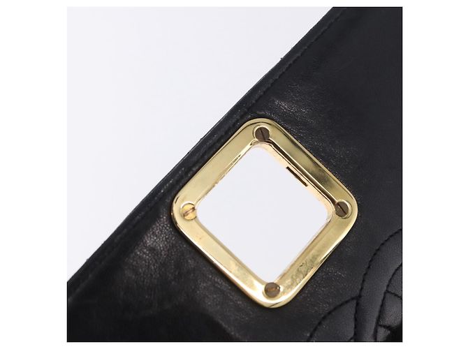 Borsa a tracolla CHANEL Matelasse in pelle d'agnello nera con CC dorato Auth 203208 Nero D'oro - vista 19