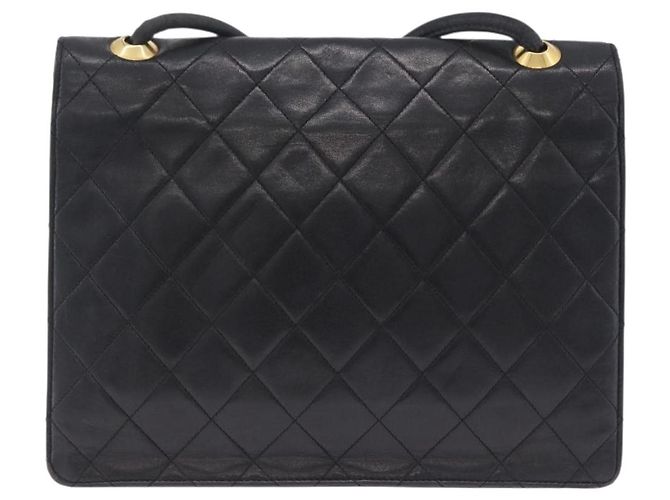 Borsa a tracolla CHANEL Matelasse in pelle d'agnello nera con CC dorato Auth 203208 Nero D'oro - vista 3