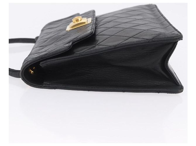 Borsa a tracolla CHANEL Matelasse in pelle d'agnello nera con CC dorato Auth 203208 Nero D'oro - vista 5