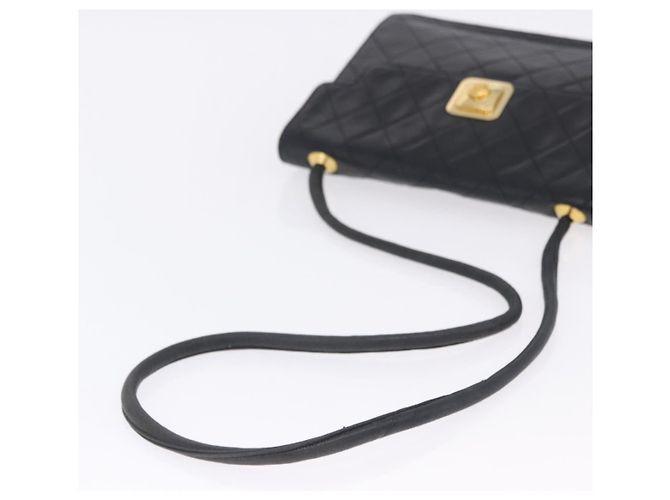 Borsa a tracolla CHANEL Matelasse in pelle d'agnello nera con CC dorato Auth 203208 Nero D'oro - vista 7