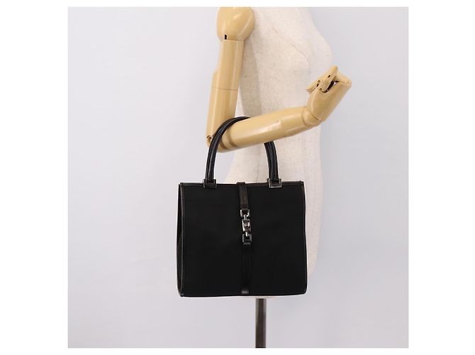 Borsa GUCCI Jackie Canvas Nero Argento 002 1065 Auth 203243A - vista 23
