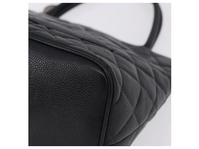 Borsa Tote CHANEL Matelasse Reprint in pelle Caviar Nero Argento CC Auth 200753V - vista 11