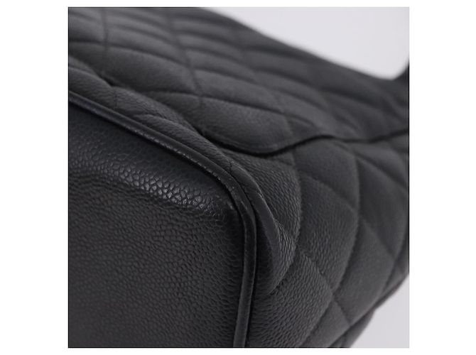 Borsa Tote CHANEL Matelasse Reprint in pelle Caviar Nero Argento CC Auth 200753V - vista 13
