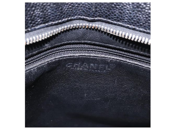 Borsa Tote CHANEL Matelasse Reprint in pelle Caviar Nero Argento CC Auth 200753V - vista 15