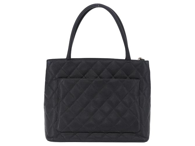 Borsa Tote CHANEL Matelasse Reprint in pelle Caviar Nero Argento CC Auth 200753V - vista 3
