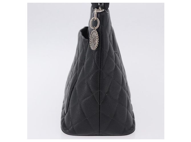 Borsa Tote CHANEL Matelasse Reprint in pelle Caviar Nero Argento CC Auth 200753V - vista 5