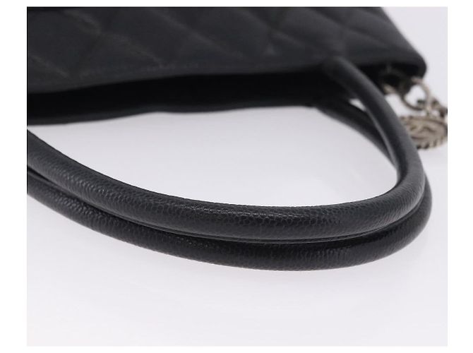 Borsa Tote CHANEL Matelasse Reprint in pelle Caviar Nero Argento CC Auth 200753V - vista 7